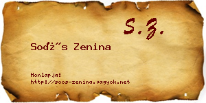 Soós Zenina névjegykártya